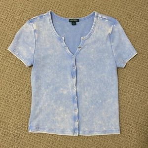 Blue and white XS Wild Fable Target button up tee.